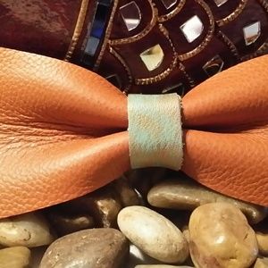 Handmade genuine leather bow tie